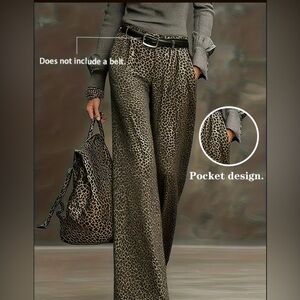 Leopard Print Wide-Leg Pants